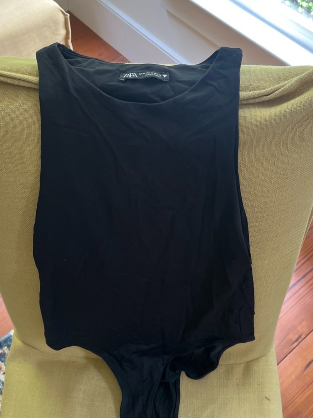 Zara Black Top with Yellow Trim